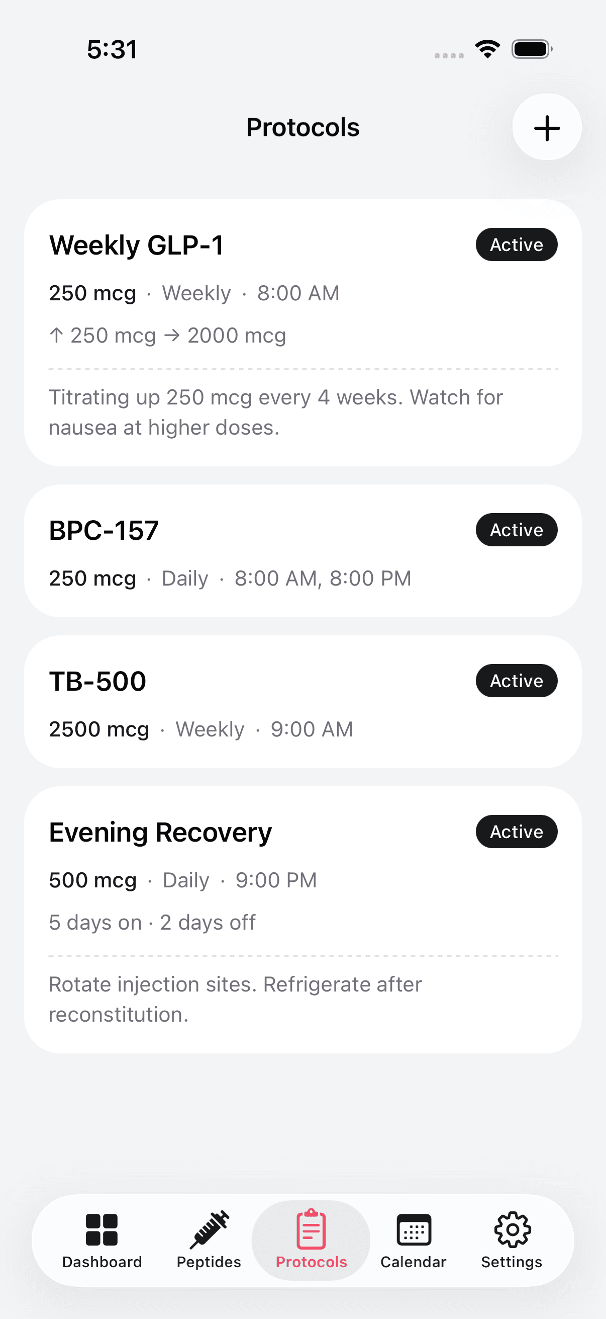 Protocol builder with tapering and cycling options